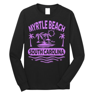 Myrtle Beach Womens Purple South Carolina Beach Vacation Long Sleeve Shirt
