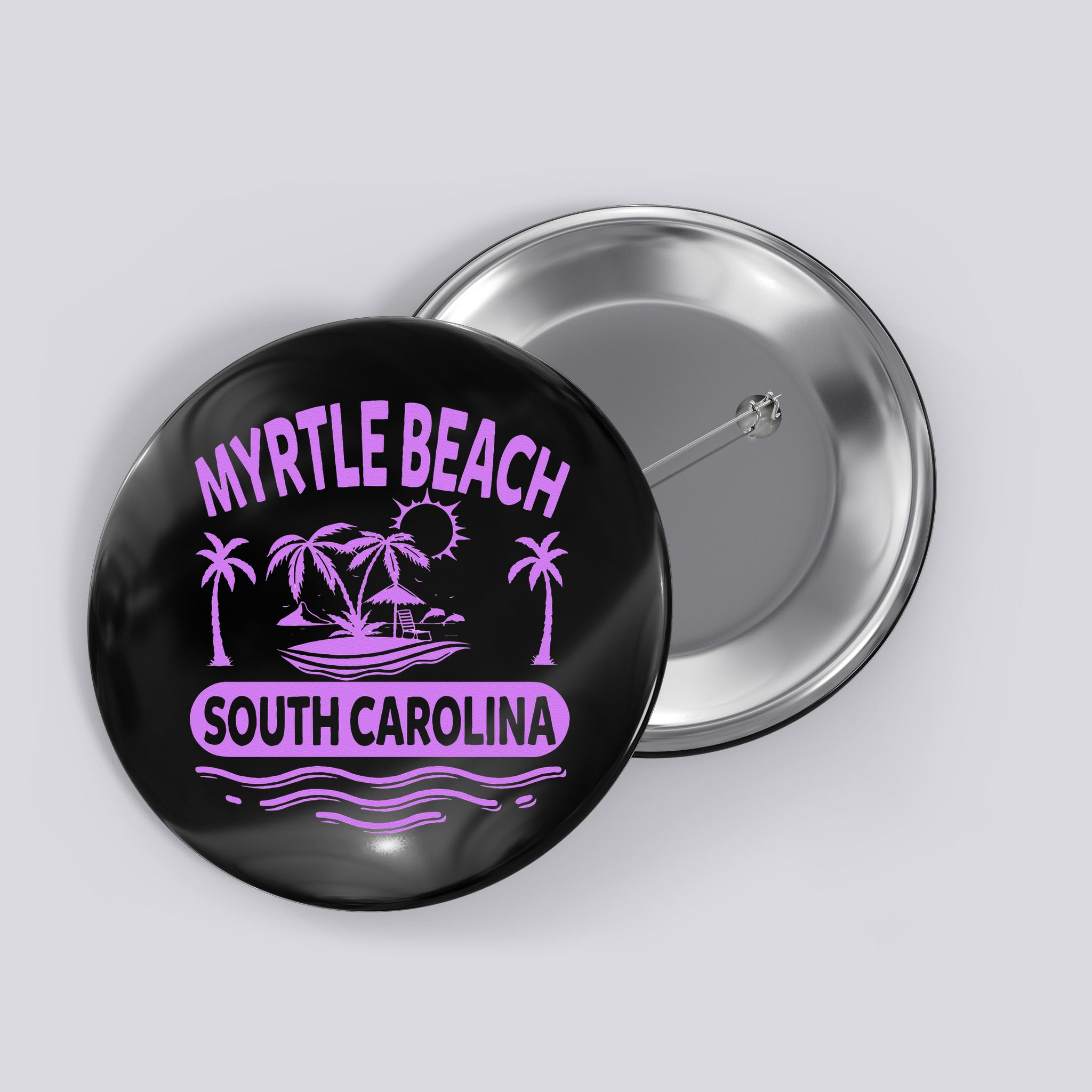 Myrtle Beach Womens Purple South Carolina Beach Vacation Button