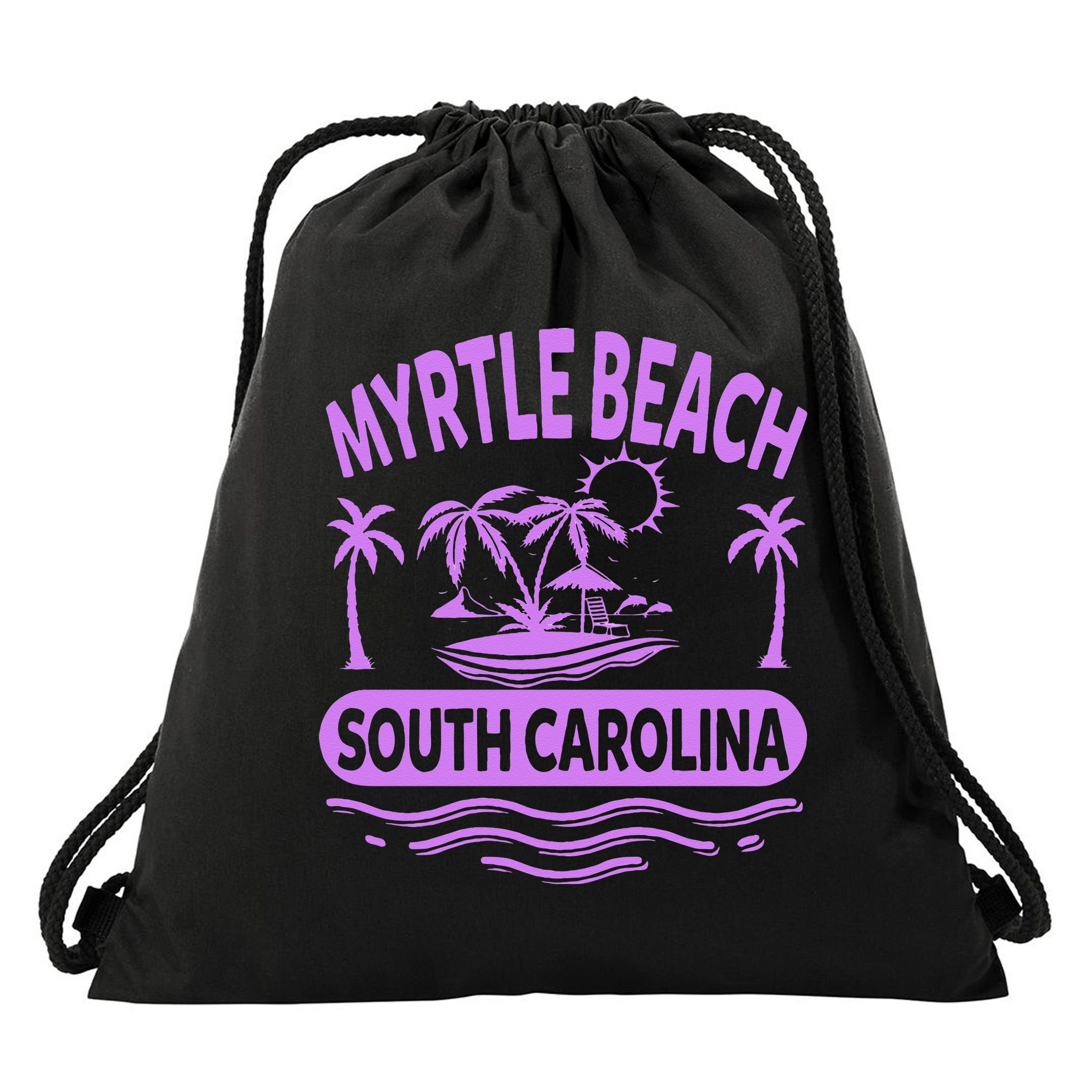 Myrtle Beach Womens Purple South Carolina Beach Vacation Drawstring Bag