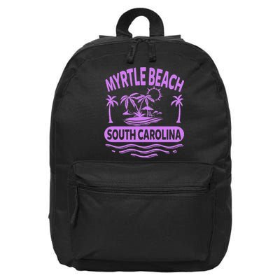Myrtle Beach Womens Purple South Carolina Beach Vacation 16 in Basic Backpack