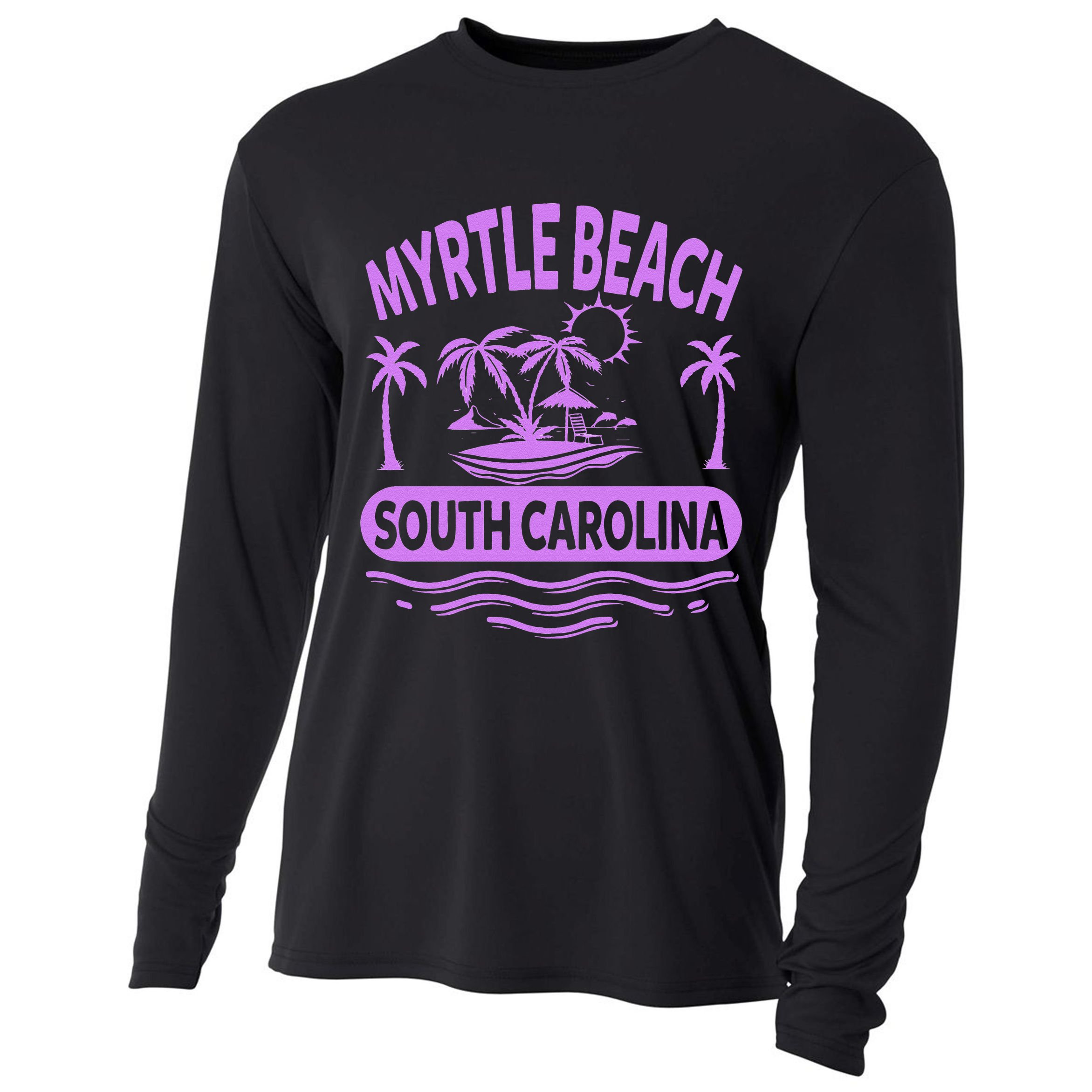 Myrtle Beach Womens Purple South Carolina Beach Vacation Cooling Performance Long Sleeve Crew