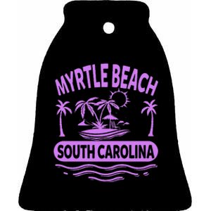 Myrtle Beach Womens Purple South Carolina Beach Vacation Ceramic Bell Ornament