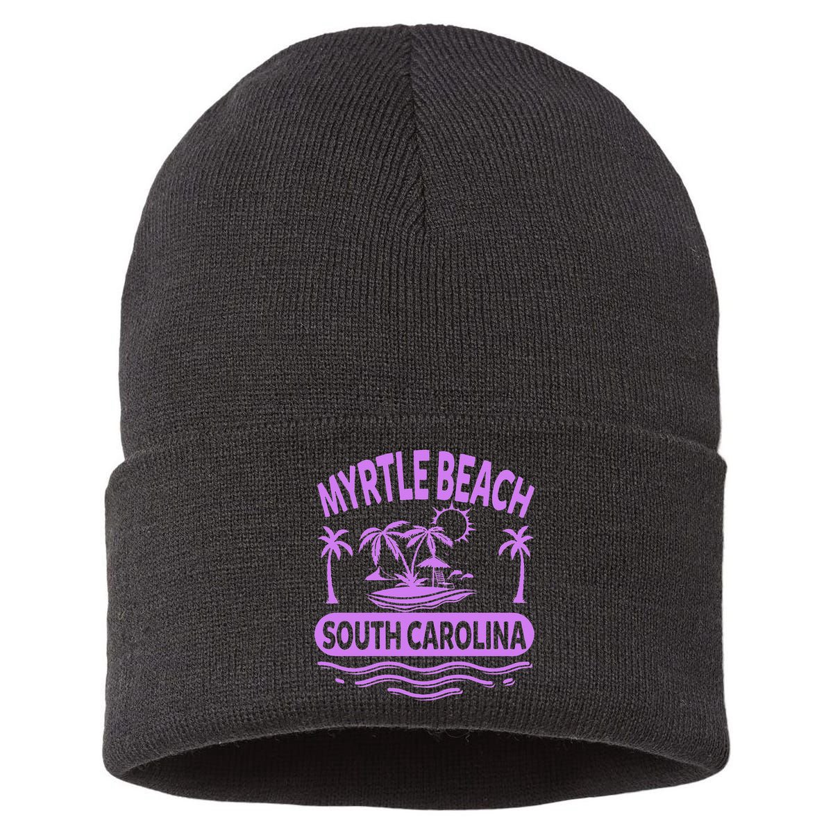 Myrtle Beach Womens Purple South Carolina Beach Vacation Sustainable Knit Beanie