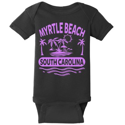 Myrtle Beach Womens Purple South Carolina Beach Vacation Baby Bodysuit