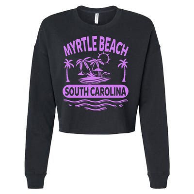 Myrtle Beach Womens Purple South Carolina Beach Vacation Cropped Pullover Crew