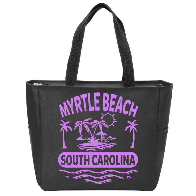 Myrtle Beach Womens Purple South Carolina Beach Vacation Zip Tote Bag