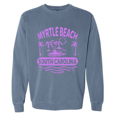 Myrtle Beach Womens Purple South Carolina Beach Vacation Garment-Dyed Sweatshirt