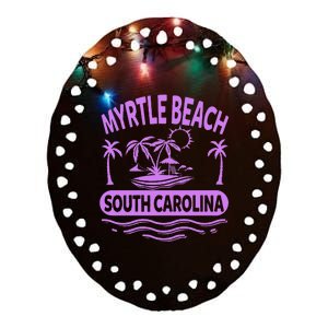 Myrtle Beach Womens Purple South Carolina Beach Vacation Ceramic Oval Ornament