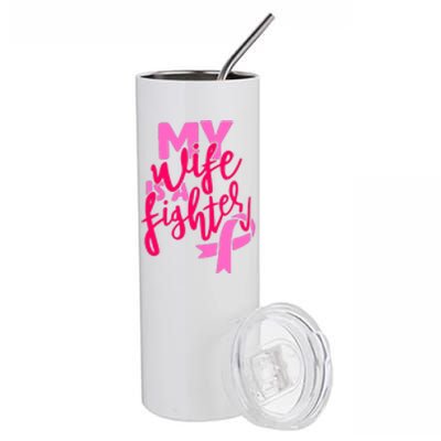 My Best Wife Is A Fighter For Breast Cancer Awareness Gift Stainless Steel Tumbler