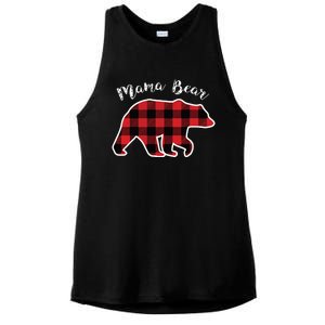 Mama Bear Women Red Plaid Christmas Pajama Family Mom Gift Ladies PosiCharge Tri-Blend Wicking Tank