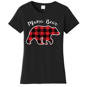 Mama Bear Women Red Plaid Christmas Pajama Family Mom Gift Women's T-Shirt