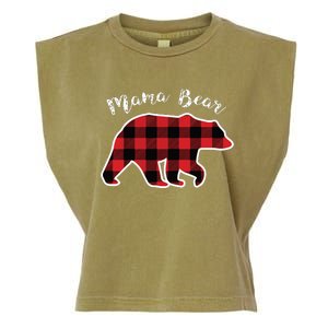 Mama Bear Women Red Plaid Christmas Pajama Family Mom Gift Garment-Dyed Women's Muscle Tee