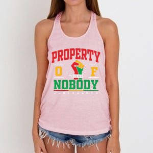 Melanin Black Women Property Of Nobody Juneteenth Since 1865 Women's Knotted Racerback Tank