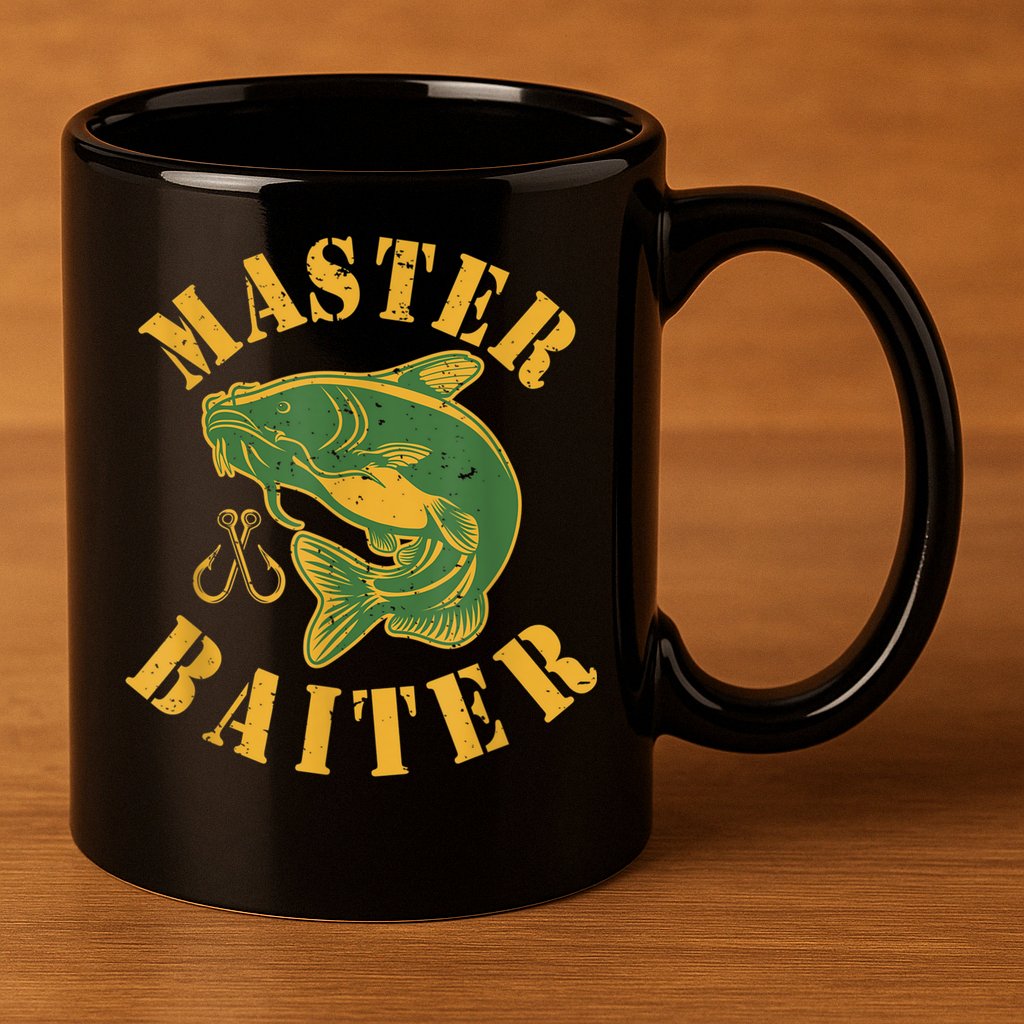 Master Baiter Wels Catfish Hunter 11oz C Handle Ceramic Mug