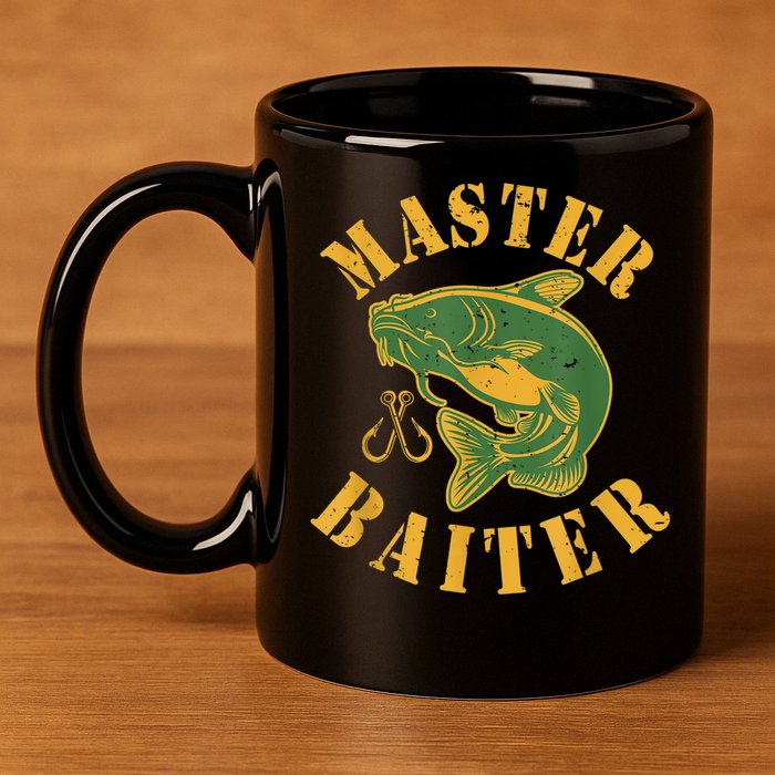 Master Baiter Wels Catfish Hunter 11oz C Handle Ceramic Mug