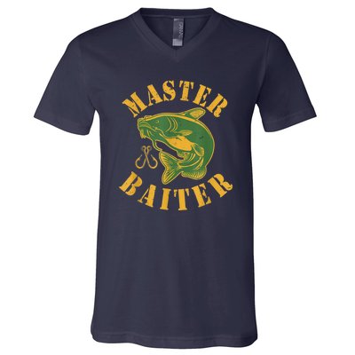 Master Baiter Wels Catfish Hunter V-Neck T-Shirt