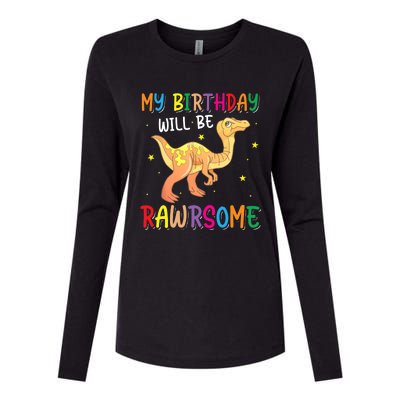 My Birthday Will Be Rawrsome Gallimimus Womens Cotton Relaxed Long Sleeve T-Shirt