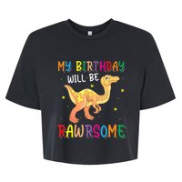 My Birthday Will Be Rawrsome Gallimimus Bella+Canvas Jersey Crop Tee