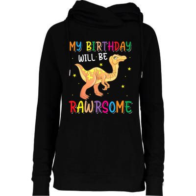 My Birthday Will Be Rawrsome Gallimimus Womens Funnel Neck Pullover Hood