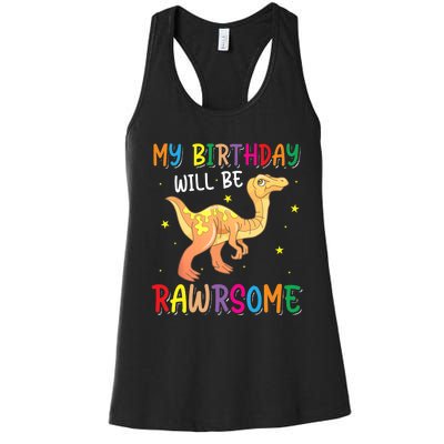 My Birthday Will Be Rawrsome Gallimimus Women's Racerback Tank