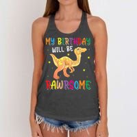 My Birthday Will Be Rawrsome Gallimimus Women's Knotted Racerback Tank