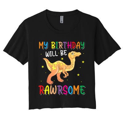 My Birthday Will Be Rawrsome Gallimimus Women's Crop Top Tee