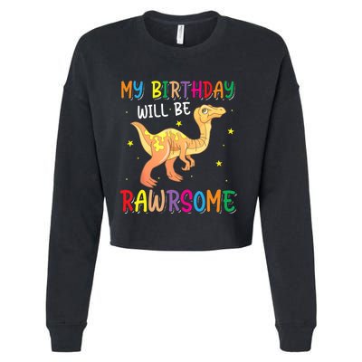 My Birthday Will Be Rawrsome Gallimimus Cropped Pullover Crew