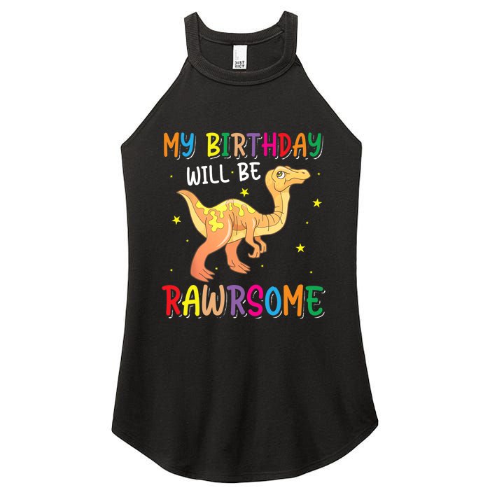 My Birthday Will Be Rawrsome Gallimimus Women's Perfect Tri Rocker Tank