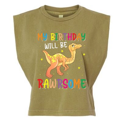 My Birthday Will Be Rawrsome Gallimimus Garment-Dyed Women's Muscle Tee