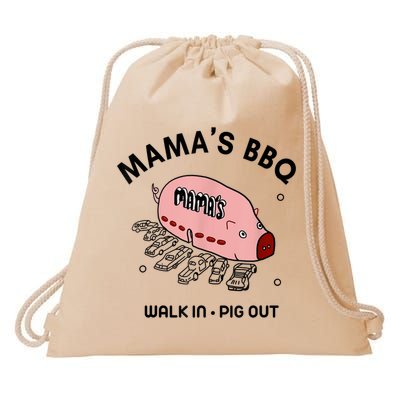 Mama's BBQ Walk In Pig Out Sunny Summer Drawstring Bag