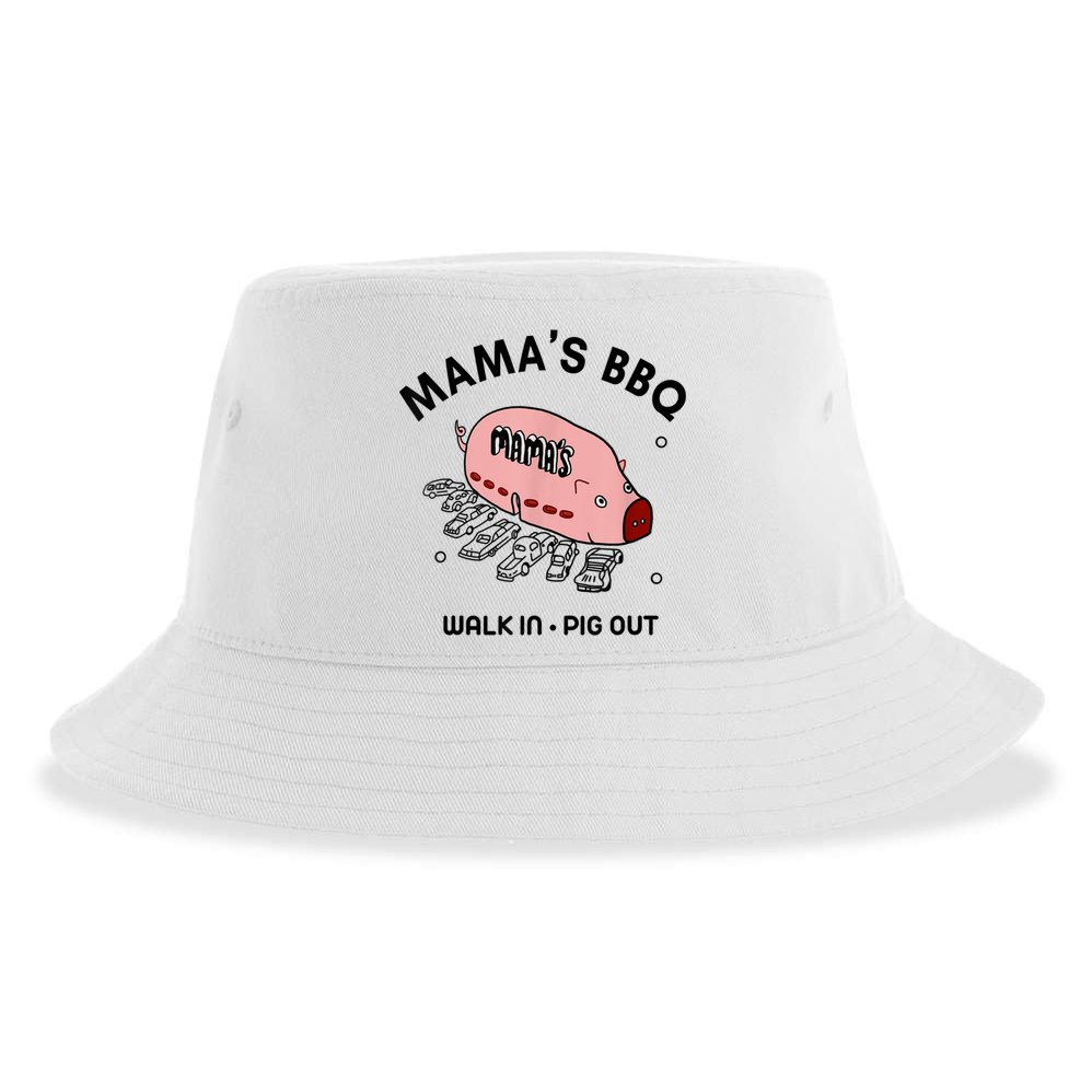 Mama's BBQ Walk In Pig Out Sunny Summer Sustainable Bucket Hat