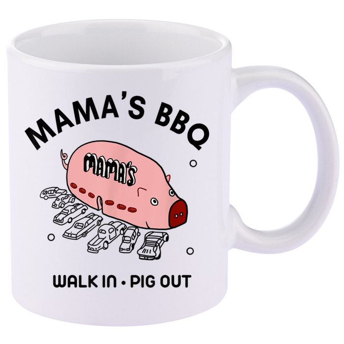 Mama's BBQ Walk In Pig Out Sunny Summer 11oz C Handle Ceramic Mug