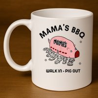 Mama's BBQ Walk In Pig Out Sunny Summer 11oz C Handle Ceramic Mug