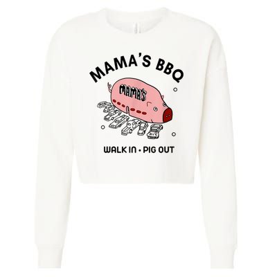 Mama's BBQ Walk In Pig Out Sunny Summer Cropped Pullover Crew