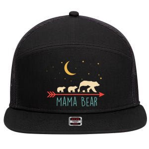 Mama Bear With 3 Cubs Gift Mama Bear Hooded Meaningful Gift 7 Panel Mesh Trucker Snapback Hat