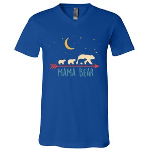 Mama Bear With 3 Cubs Gift Mama Bear Hooded Meaningful Gift V-Neck T-Shirt