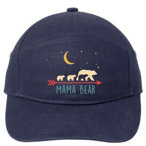 Mama Bear With 3 Cubs Gift Mama Bear Hooded Meaningful Gift 7-Panel Snapback Hat