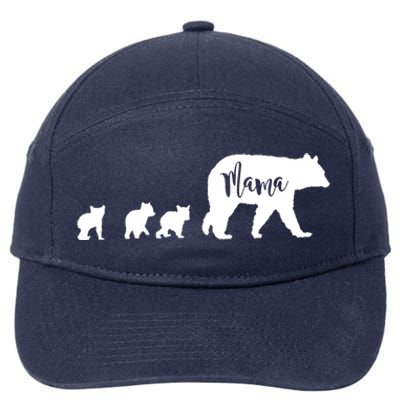 Mama Bear With 3 Three Cubs Mom Mother Fun Gift 7-Panel Snapback Hat