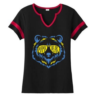 Mama Bear World Down Syndrome Awareness Day T21 Gift Ladies Halftime Notch Neck Tee