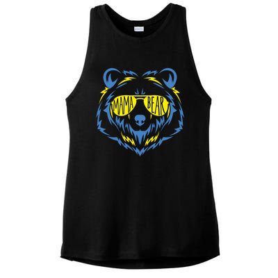 Mama Bear World Down Syndrome Awareness Day T21 Gift Ladies PosiCharge Tri-Blend Wicking Tank