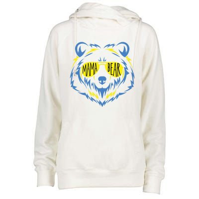 Mama Bear World Down Syndrome Awareness Day T21 Gift Womens Funnel Neck Pullover Hood