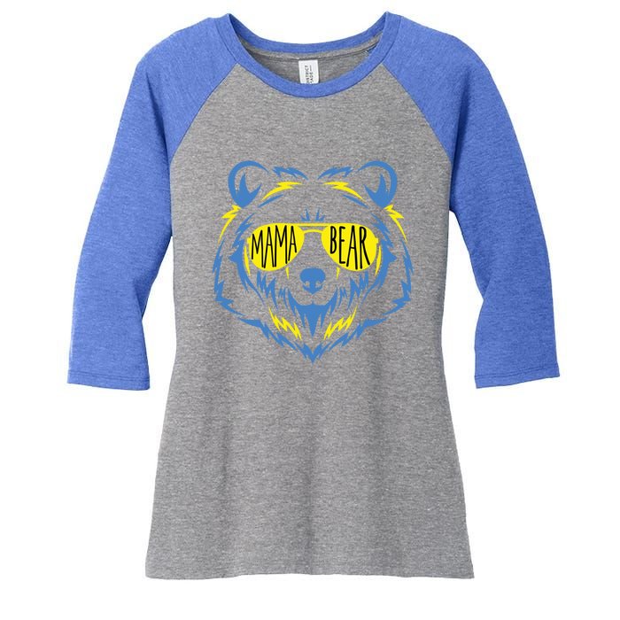 Mama Bear World Down Syndrome Awareness Day T21 Gift Women's Tri-Blend 3/4-Sleeve Raglan Shirt