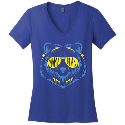 Mama Bear World Down Syndrome Awareness Day T21 Gift Women's V-Neck T-Shirt