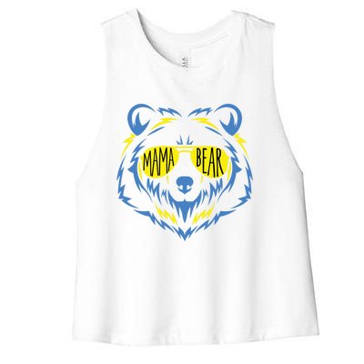 Mama Bear World Down Syndrome Awareness Day T21 Gift Women's Racerback Cropped Tank