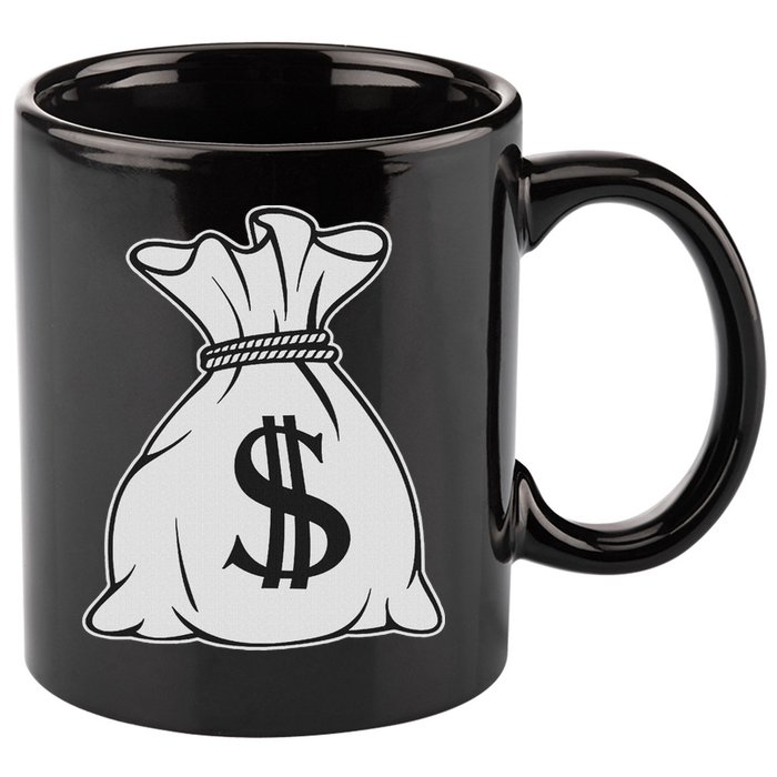 Money Bag X Bag Of Money 11oz C Handle Ceramic Mug