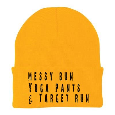 Messy Bun Yoga Pants Target Run Funny Novelty Busy Mom Gift Knit Cap Winter Beanie