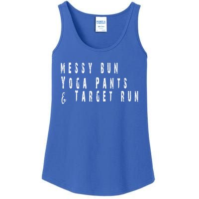 Messy Bun Yoga Pants Target Run Funny Novelty Busy Mom Gift Ladies Essential Tank