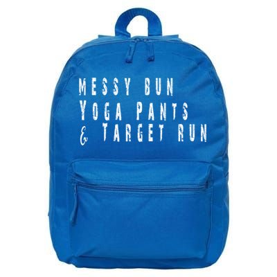 Messy Bun Yoga Pants Target Run Funny Novelty Busy Mom Gift 16 in Basic Backpack