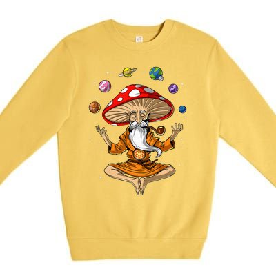 Mushroom Buddha Zen Yoga Meditation Psychedelic Hippie Fungi Premium Crewneck Sweatshirt