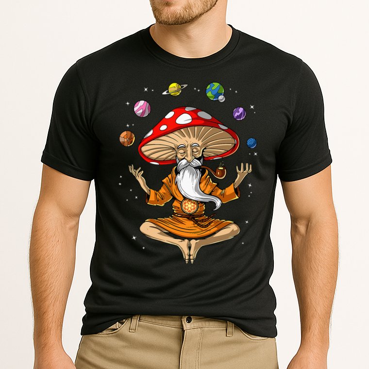 Mushroom Buddha Zen Yoga Meditation Psychedelic Hippie Fungi Cooling Performance Crew T-Shirt
